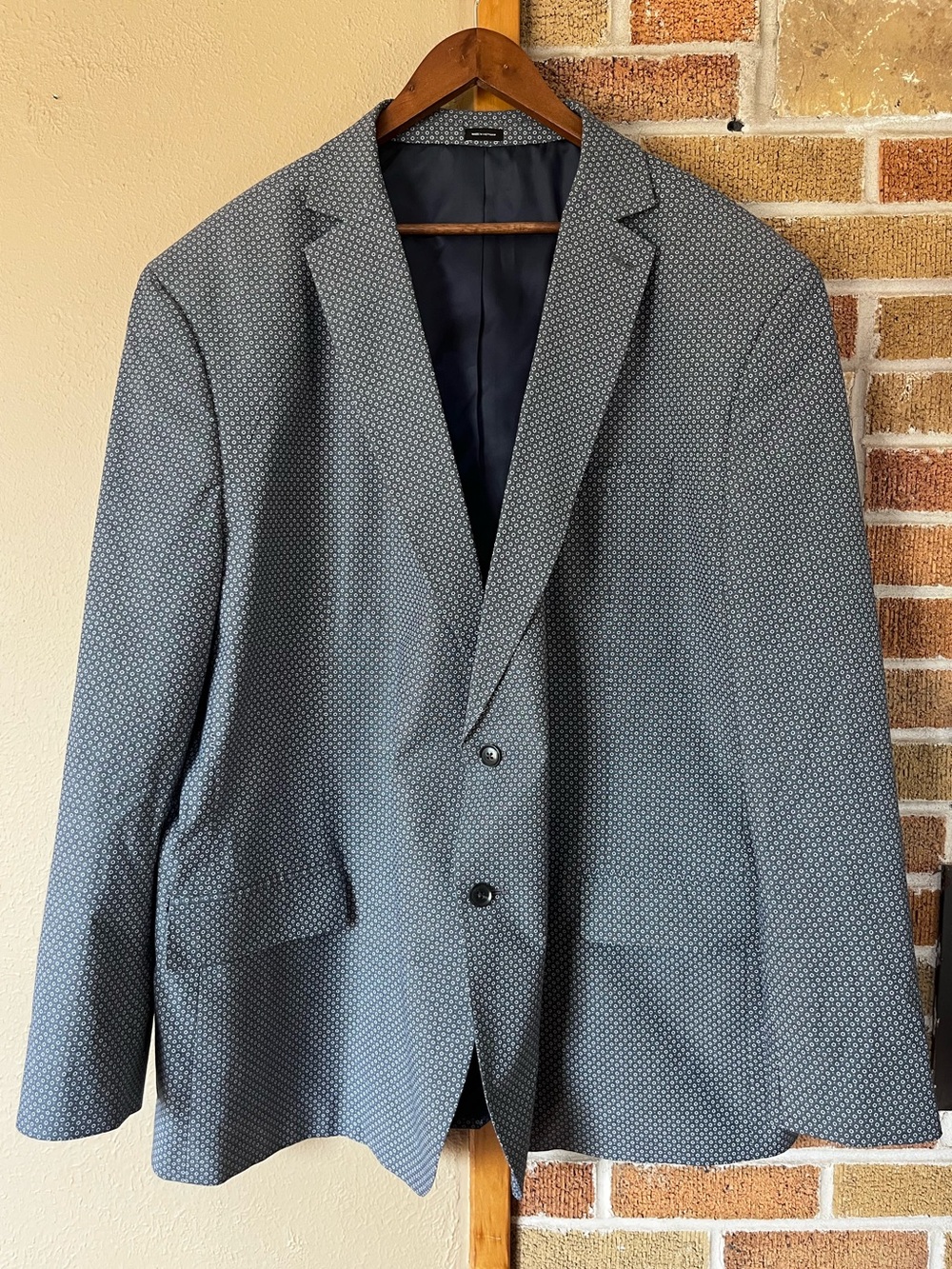 J. Ferrar blazer sport coat 56L patterned gray white blue suit big tall cotton